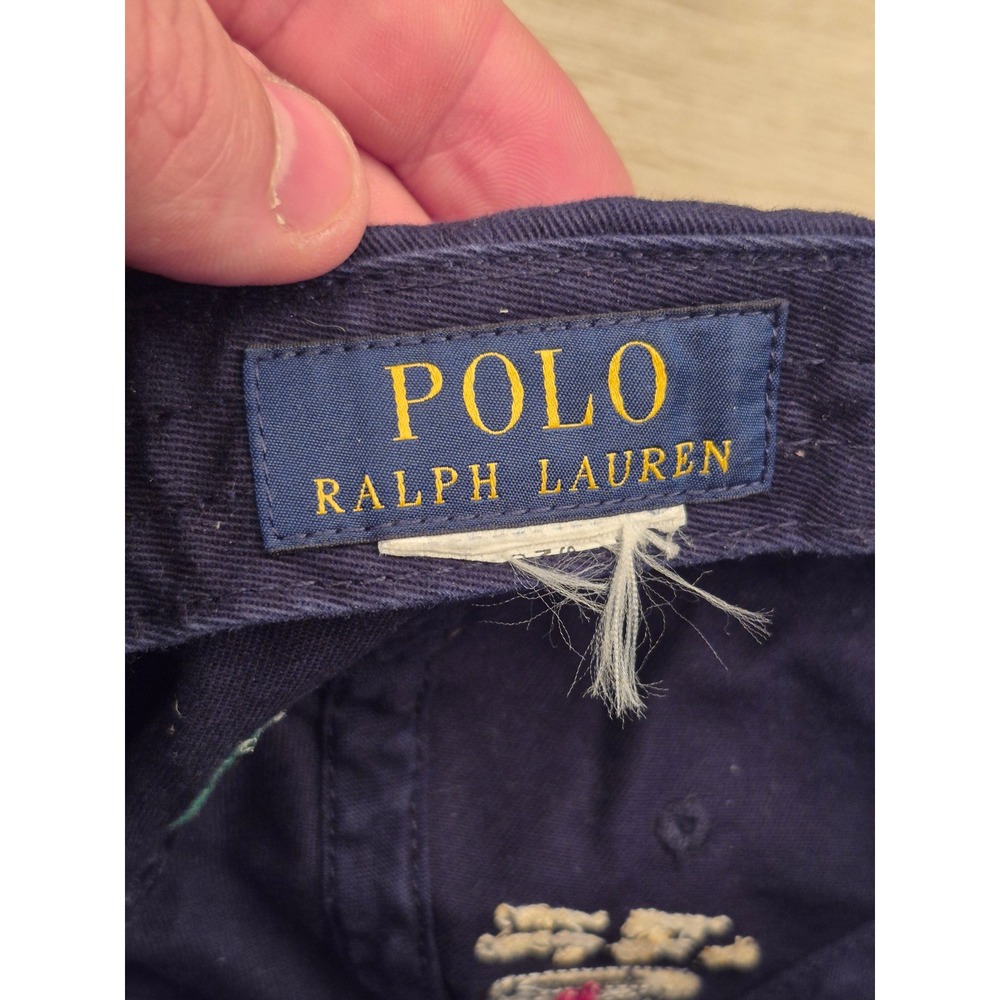 Polo Ralph Lauren College Bear Crest All Over Embroidery Navy Blue Hat Mens OS - Picture 14 of 14